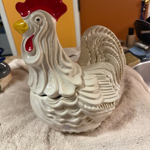 1960's VINTAGE McCoy White Rooster Cookie Jar  $50 - Picture 2 of 6